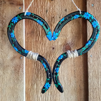 Black with Blue Daisies Heart
